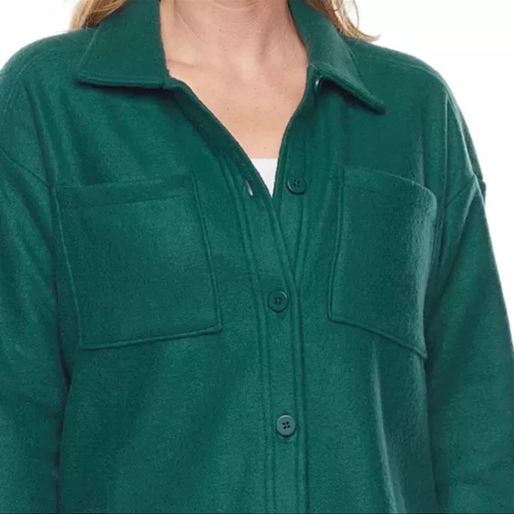 New Liz Claiborne Green Button Up Fleece Shacket Shirt Size 2T - Picture 3 of 11